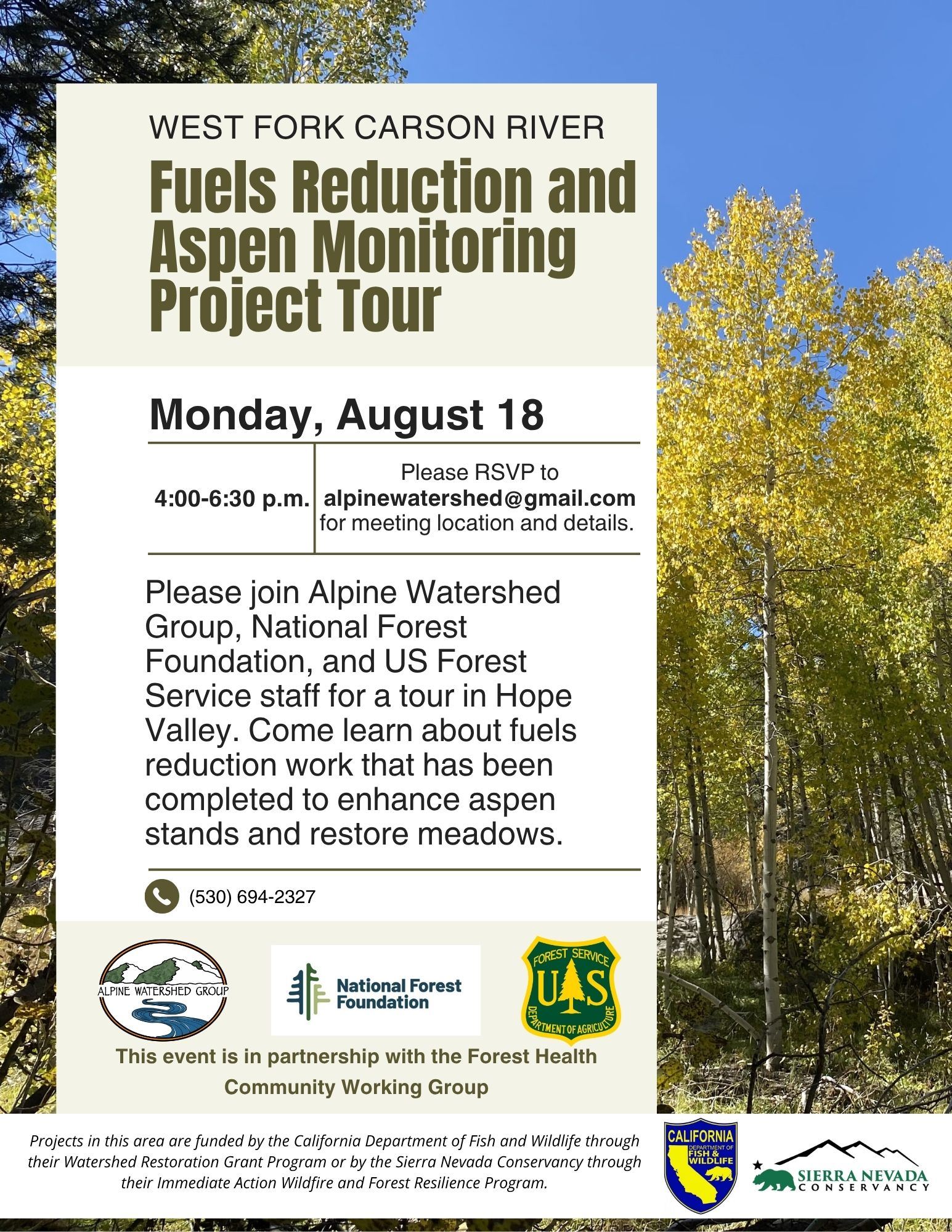 West Carson Fuels Reduction and Aspen Monitoring Project Tour 2025_0818_Flyer_Image